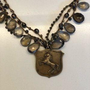 Handmade vintage short necklace with topaz